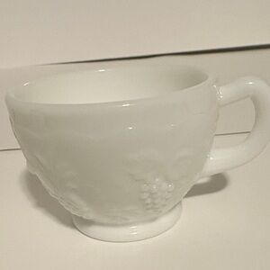 8 White milk, glass Embossed Grapevine / punch bowl cups